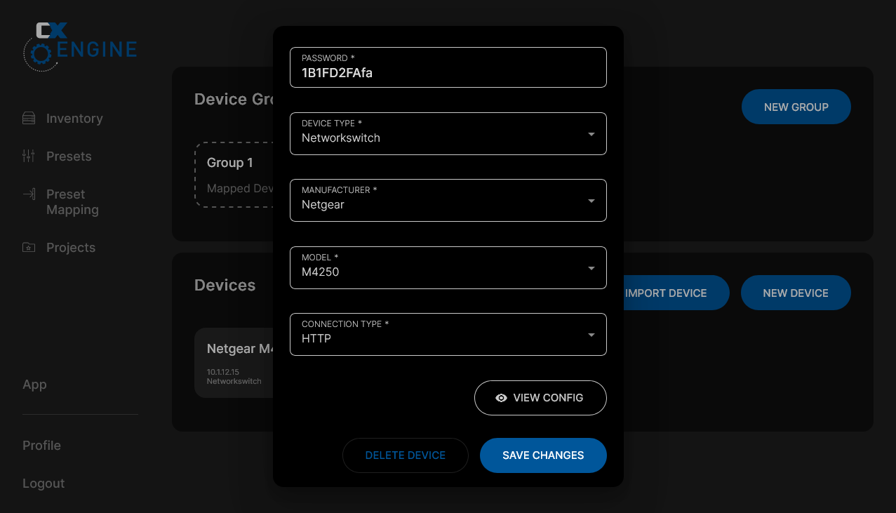 CX-Engine inventory with the added switch