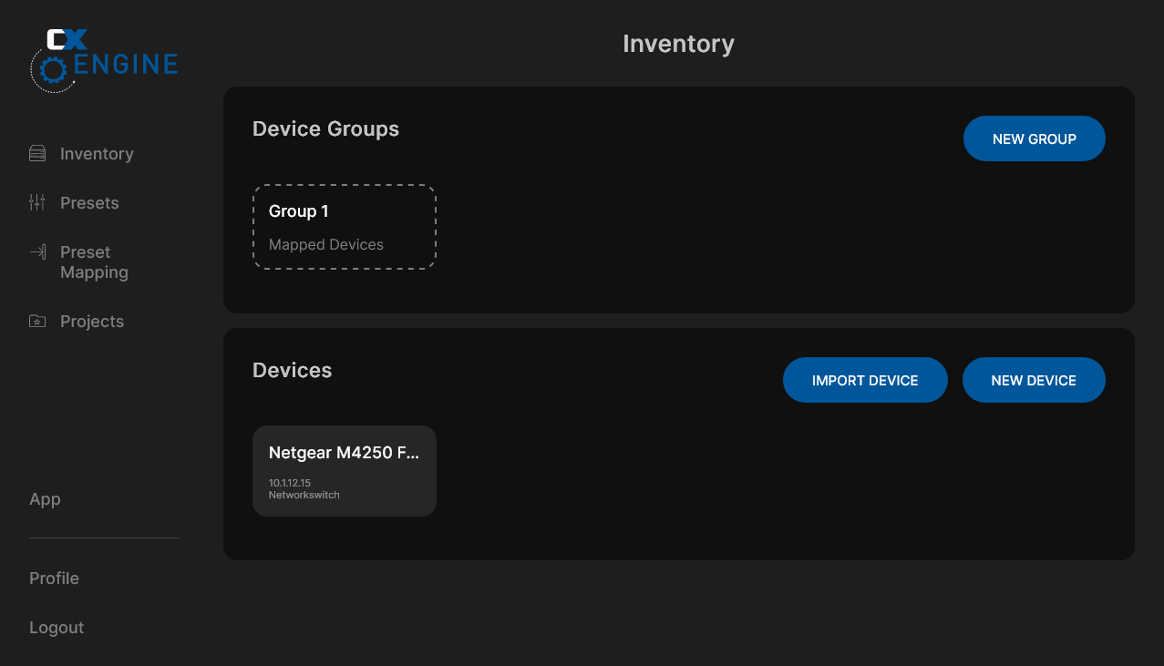 CX-Engine inventory with the added switch